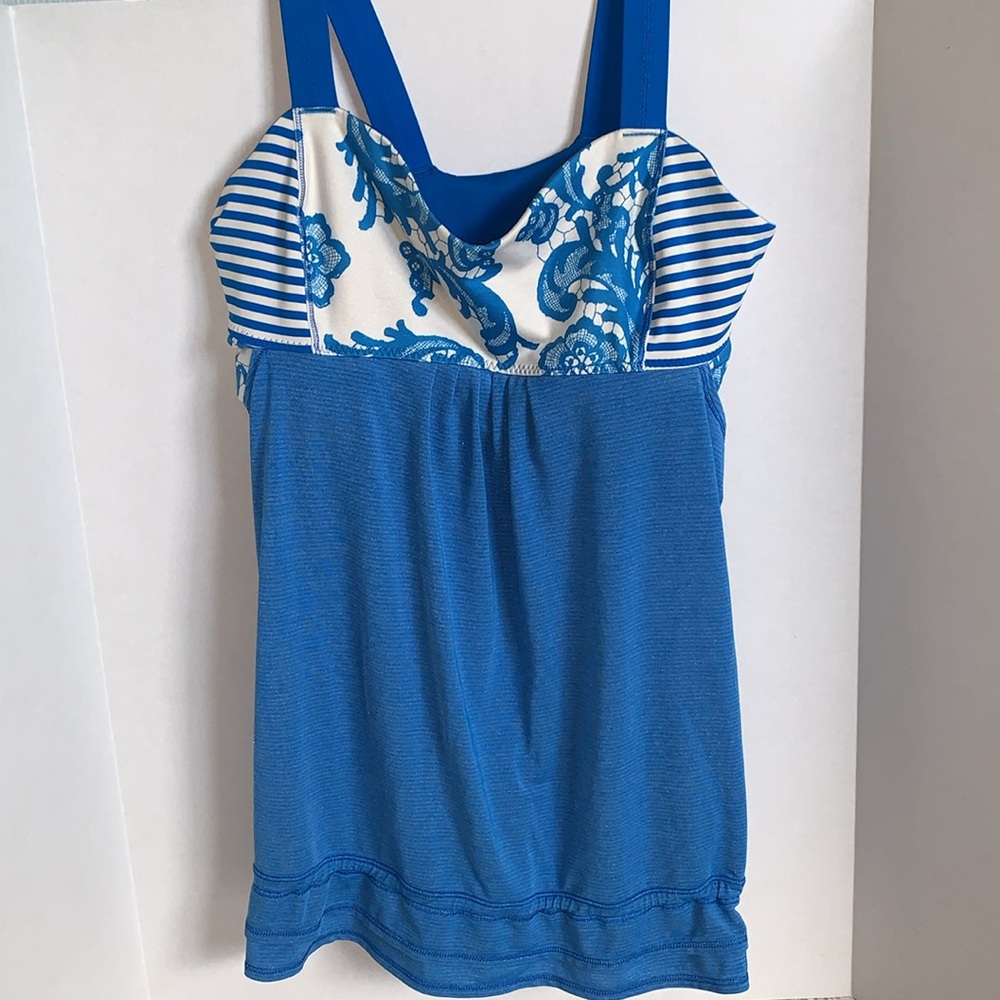 Lululemon Run Back On Track Tank Laceoflage Blue Women’s Size 10 - Picture 2 of 10